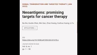 Neoantigens: promising targets for cancer therapy | RTCL.TV