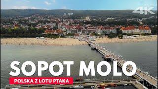 Sopot Molo z drona 4K, Trójmiasto Zatoka Gdańska, Polska z lotu ptaka