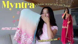 Myntra try on haul ethnic wears | saree & kurta sets|