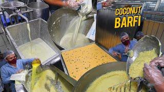 Huge Coconut Barfi Making At Mega Factory Chandigarh Sweets