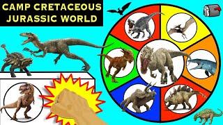 Jurassic World Camp Cretaceous SPINNING WHEEL SLIME GAME w/ Dinosaur Toys & Figures