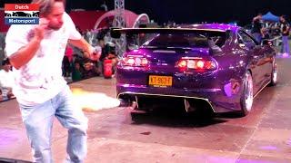 Modified Cars & Supercars Revving at Car Show - RX7, R8 V10 Turbo, Supra, E46 Turbo, Aventador,...