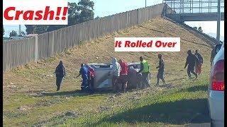 Hyundai Atos flips over on freeway!!