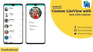 Custom Listview with item click in Android || Listview in Android Studio || Custom Listview