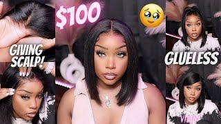 GIRL! ‍ SHE IS $100! BEST BEGINNER NATURAL YAKI WIG! NO GLUE!  PRE-PLUCKED & CUT! X NADULA HAIR