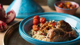 Aafiyah Halal Recipes: Garlic & Herb Chicken With Moroccan Roasted Vegetables & Jewelled Couscous