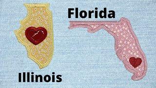 Illinois and Florida Free State Applique Designs - Embroidershoppe.com