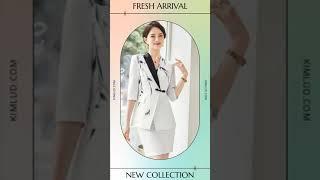 Two-Piece Leaf Print Blazer Pantsuits Set for Women Office Ladies Business Single Buttons Formal ...