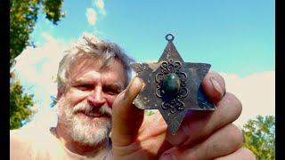 Metal Detecting : Silver Star Of David Artifact With Eilat Stone - Relics