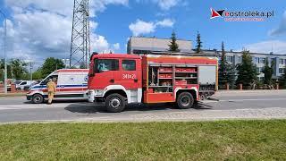 Wypadek wozu strażackiego jadącego na interwencję do wypadku. Ostrołęka, 18 lipca 2024