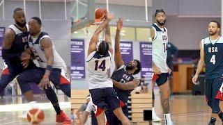 Team USA first scrimmage in Abu Dhabi - Anthony Davis dunks on Joel Embiid