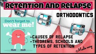 RETENTION AND RELAPSE II SCHOOLS II THEOREMS II TYPES OF RETENTION II ORTHODONTCS II MADE EASY