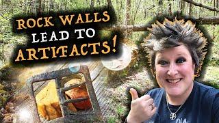How to Find RELICS & COINS by Following ROCK WALLS | Metal Detecting NEW ENGLAND | Minelab Equinox
