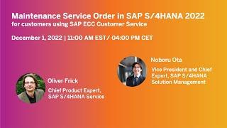 Maintenance Service Order in SAP S/4HANA 2022 | SAP Community Call