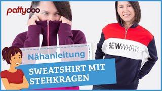 Nähanleitung Sweatshirt mit Reißverschluss-Kragen und Teilungsnähten