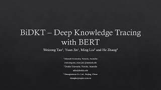 BiDKT: Deep Knowledge Tracing with BERT