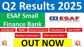 ESAF SMALL FINANCE BANK Q2 results 2025 | ESAF SMALL FINANCE BANK results today | ESAF FINANCE BANK