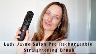 Lady Jayne Salon Pro Rechargeable Straightening Brush / Cordless Portable Hairbrush Straightener