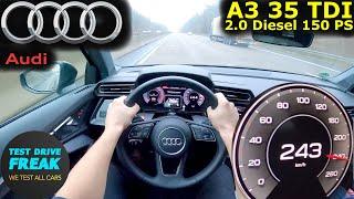 2024 Audi A3 35 TDI Facelift 150 PS  Top Speed POV + Fuel Consumption Test