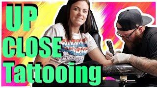 Tattooing for beginners: Tattooing CLOSE UP in REAL TIME: Lining, Shading, color packing and more