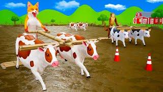 Cow's Mud Running Race - Animals Race 3D Cartoons | Funny Cows Videos 2022 | Racing Videos