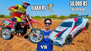 RC Toyota Supra MK5 Vs RC ProMoto Bike Who Will Win ?- Chatpat toy TV