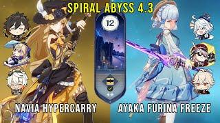 C0 Navia Hypercarry and C0 Ayaka Furina Freeze - Genshin Impact Abyss 4.3 - Floor 12 9 Stars