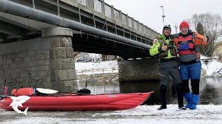 Winter Kanutour auf der Moldau von Vyssi Brod bis Krumlov