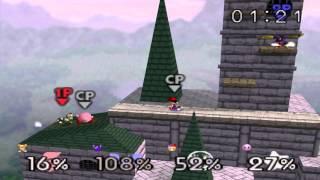 Super Smash Bros. Matches - Free-For-All on Hyrule Castle (Fox / Captain Falcon / Ness / Kirby)