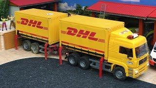 TOY Trucks video for kids | Bruder toys DHL container