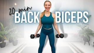 20-min Upper Body PULL Strength Workout with Dumbbells | BACK & BICEPS