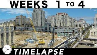 4-week construction time-lapse: Ⓗ Weeks 1 thru 4: Construction excavation begins in earnest