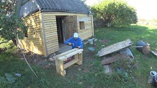 Не первый первый запуск печи. Лавка в баню на скорую руку.