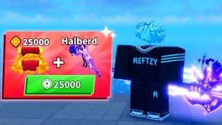 I Spent $25,000 to Unlock the NEW HALBERD Sword in Blade Ball..