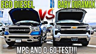 2023 Chevy Silverado Baby Duramax VS RAM 1500 Eco Diesel MPG And 0-60 Test: Crazy Results!!!