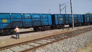 High speed 60 wagons Goods train skips a Ringus junction.