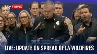 Los Angeles authorities hold a news conference on the spread of the wildfires - watch live