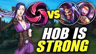 Take HOB on Caitlyn and you can play mad AGGRESSIVE vs Draven Blitz!!