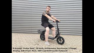 E-Scooter "Power Seat", 24 km, 25 km/h, 350 Watt, nur 15 kg, zusammenklappbar, jetzt 449 €