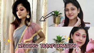 Quick Indian Wedding transformation | Skincare, Makeup, Outfit, Jewellery | Manasi Mau