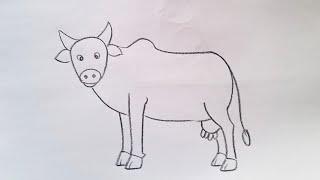 how to draw cow drawing easy step by step@DrawingTalent