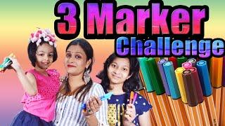 Three Marker Challenge | Blindfold Challenge | Cute Sisters