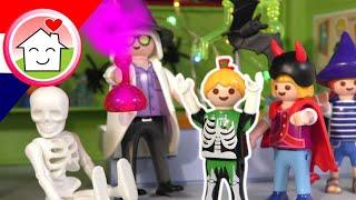 Playmobil filmpje Nederlands Halloweenfeest op school - Familie Huizer