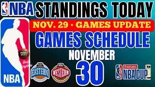 NBA STANDINGS TODAY | November 29, 2024 games update | nba games schedule November 30, 2024