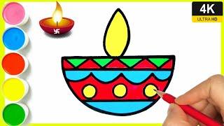 Diwali Diya Drawing / Happy Diwali Drawing / Diwali Festival Drawing / How to draw Diwali / By Arya.