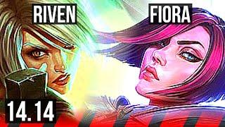 RIVEN vs FIORA (TOP) | 10 solo kills, Legendary, 66% winrate, 14/2/3 | VN Master | 14.14