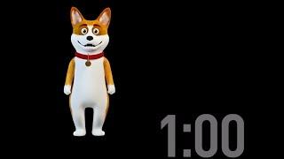 1 Minute Countdown Timer with Music | Dog Dancing Timer