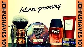 DECLARATION GROOMING CHAOTIC NEUTRAL SHAVING SOAP: Fatip piccolo:Polsilver Blade: Drakkar Intense