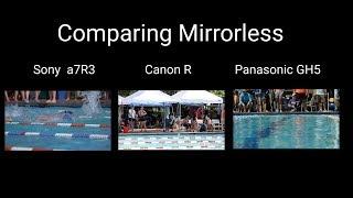 Comparing Mirrorless Canon R Sony a7R3 and some GH5 for Video