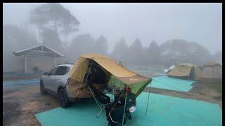 Solo Car Camping at Rainforest Park campsite, Genting Sempah, Pahang, Malaysia in nice cool weather.